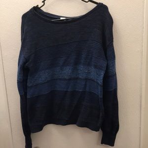 GAP Blue Gradient Mixed Knit Crewneck Sweater